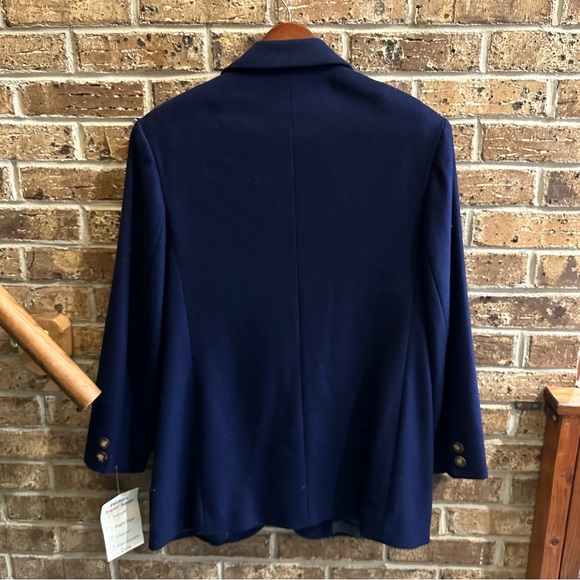VTG 80s Lands End Wool & Cashmere Navy Blue Blazer - Picture 4 of 8